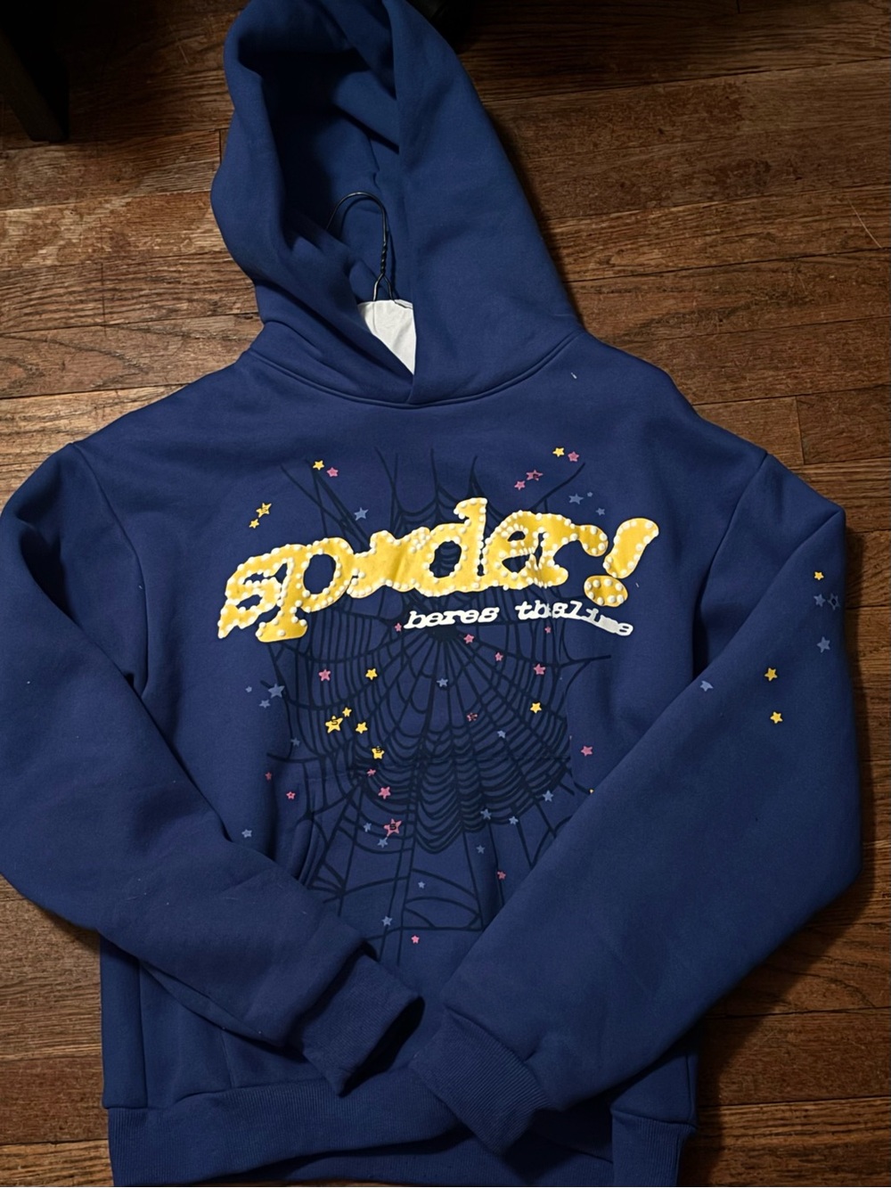 Men's Navy Graphic Crewneck Sweatshirt with Yellow Script